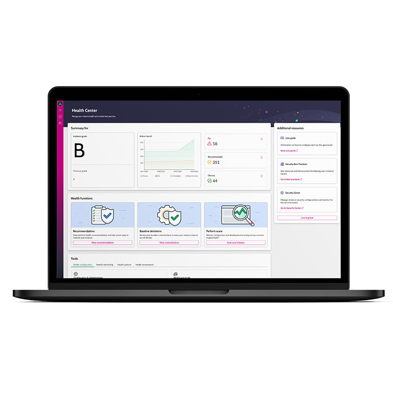 Dator med en vy av Health Center