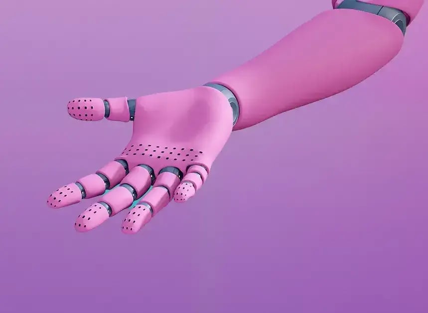 Robotarm med hand lila