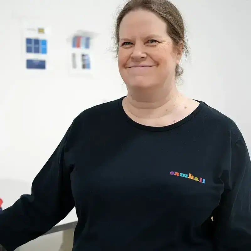 Maria Hallberg, tvättexpert på Samhall i Borlänge